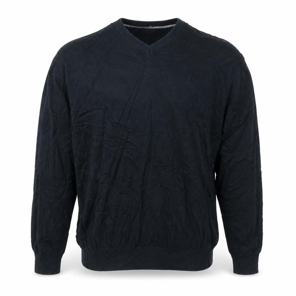 Nautica Men's Black Cotton V-Neck Jumper XXL Classic Knit