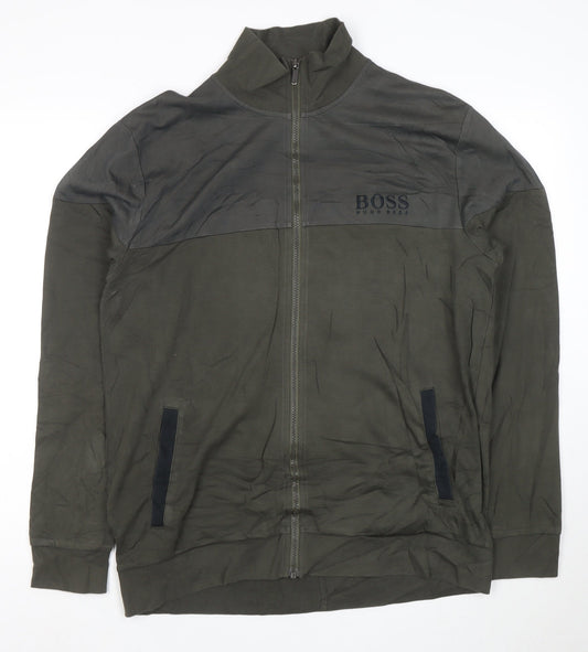 Hugo Boss Men's Green Full Zip Sweatshirt Size L Regular Fit