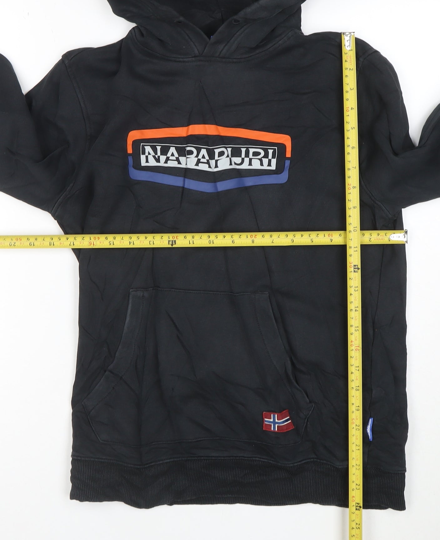 Napapijri Men's Black Logo Pullover Hoodie Size S