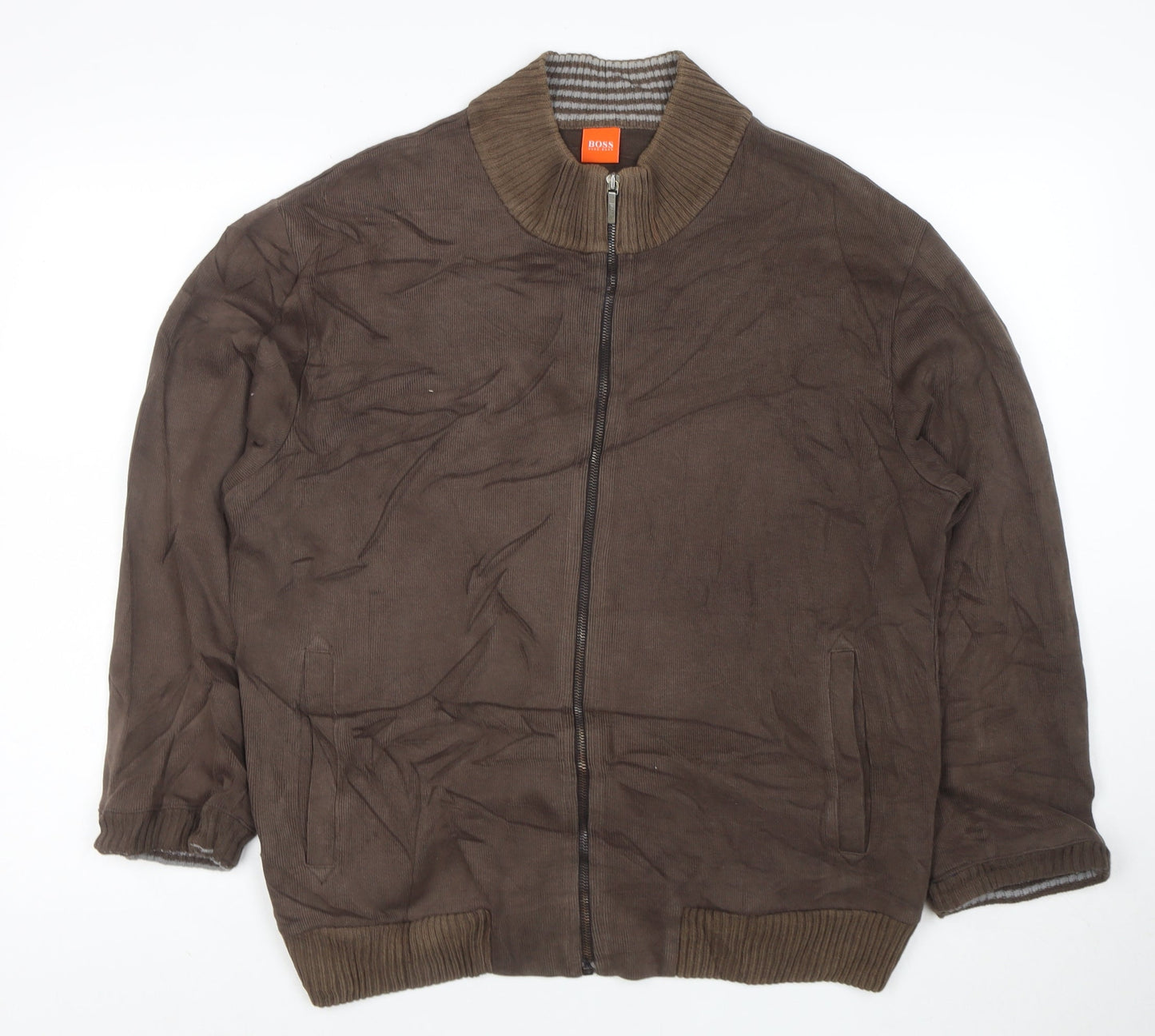 Hugo Boss Men's Brown Full Zip Knit Sweatshirt XL