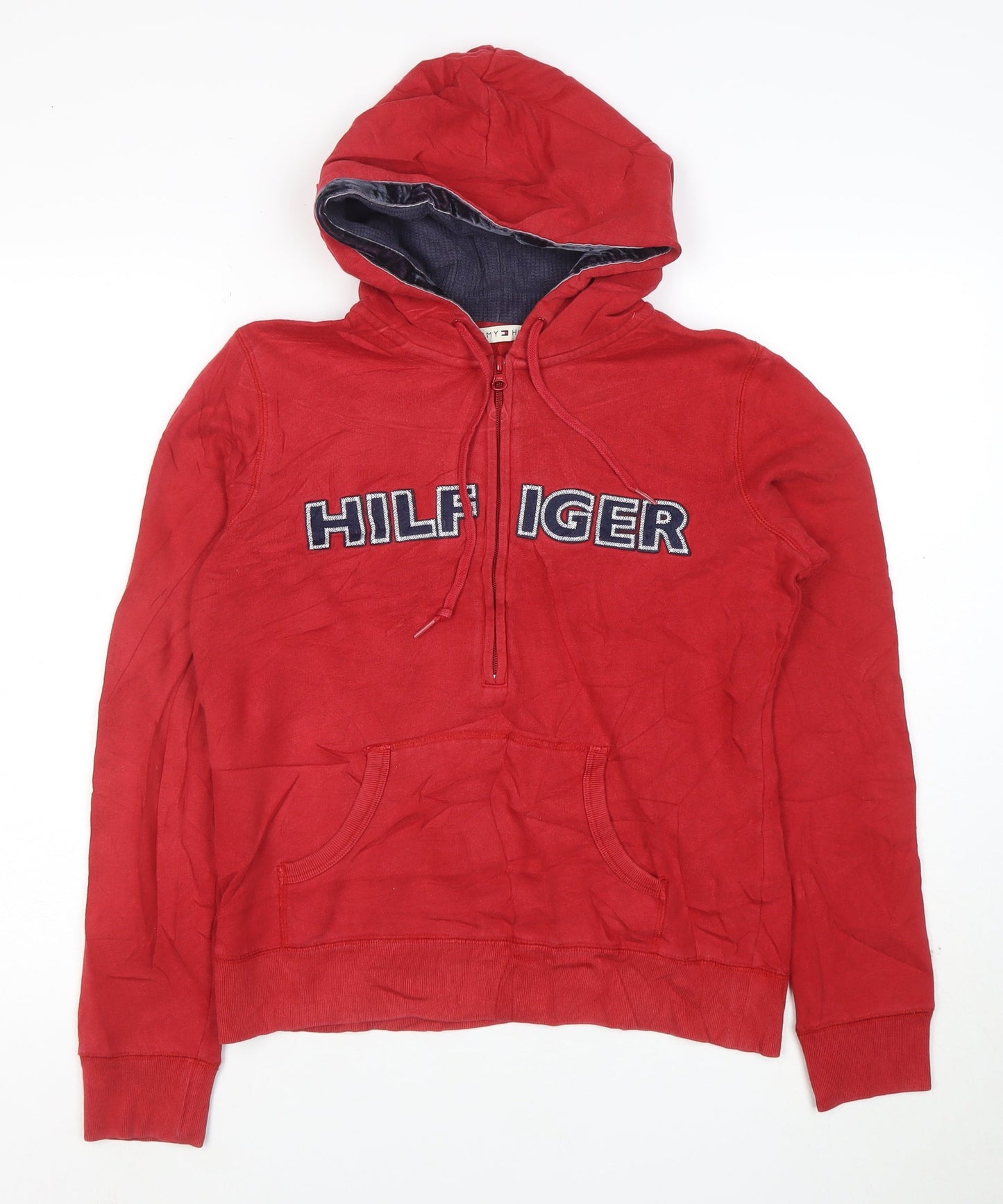 Tommy Hilfiger Womens Red Full Zip Hoodie Cotton Polyester Size M