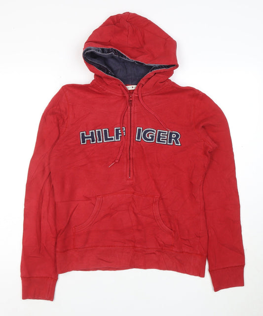 Tommy Hilfiger Womens Red Full Zip Hoodie Cotton Polyester Size M