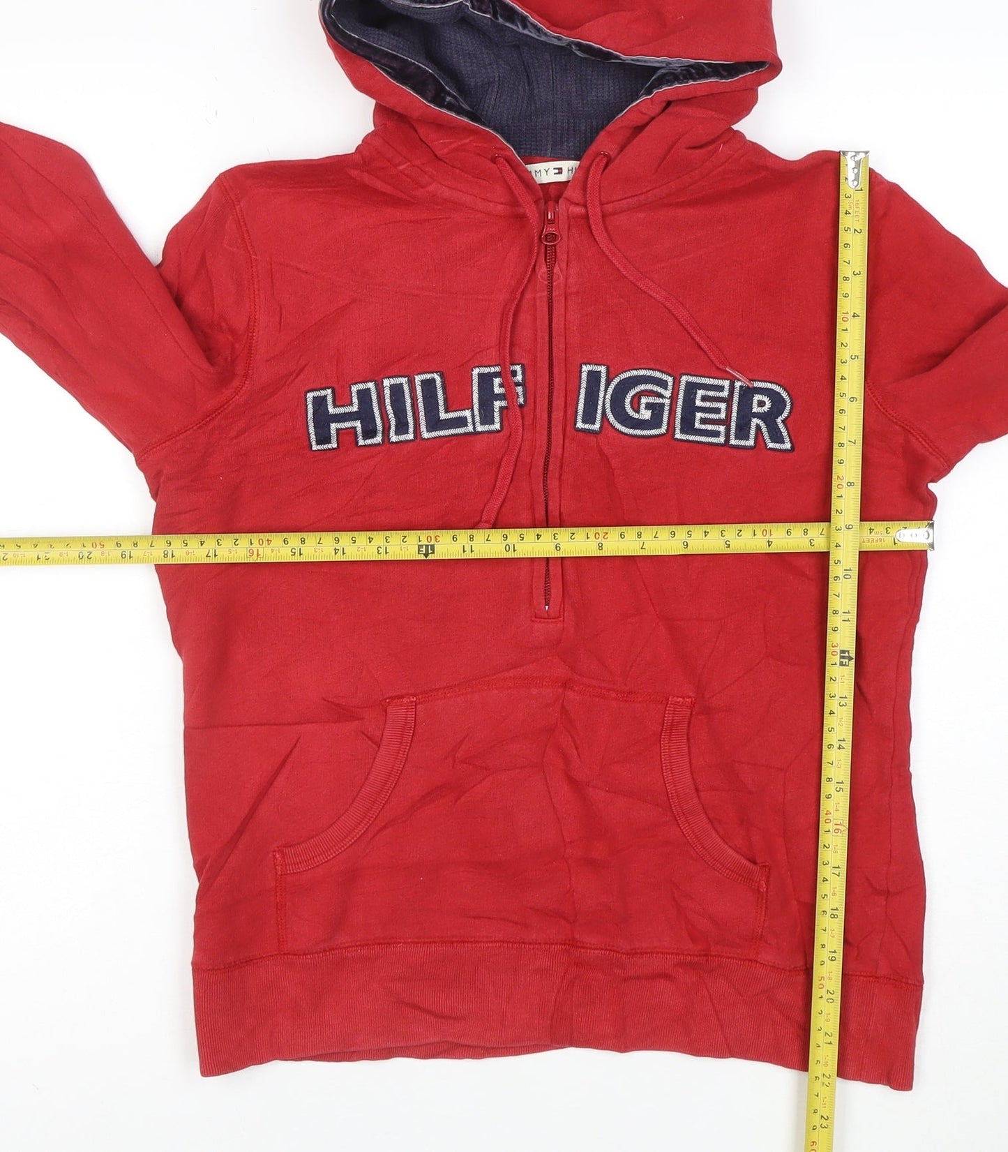 Tommy Hilfiger Womens Red Full Zip Hoodie Cotton Polyester Size M
