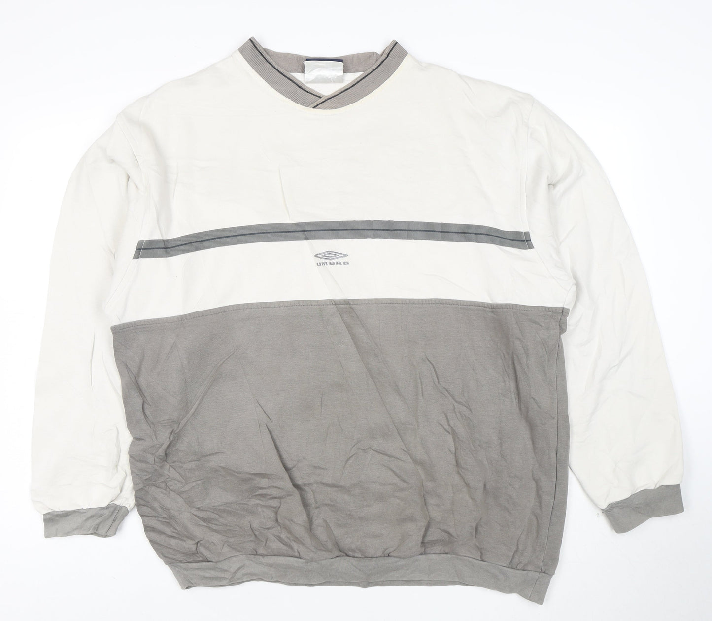 Umbro Men’s Grey Colour Block V-Neck Long Sleeve Sweatshirt L