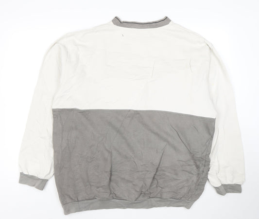 Umbro Men’s Grey Colour Block V-Neck Long Sleeve Sweatshirt L