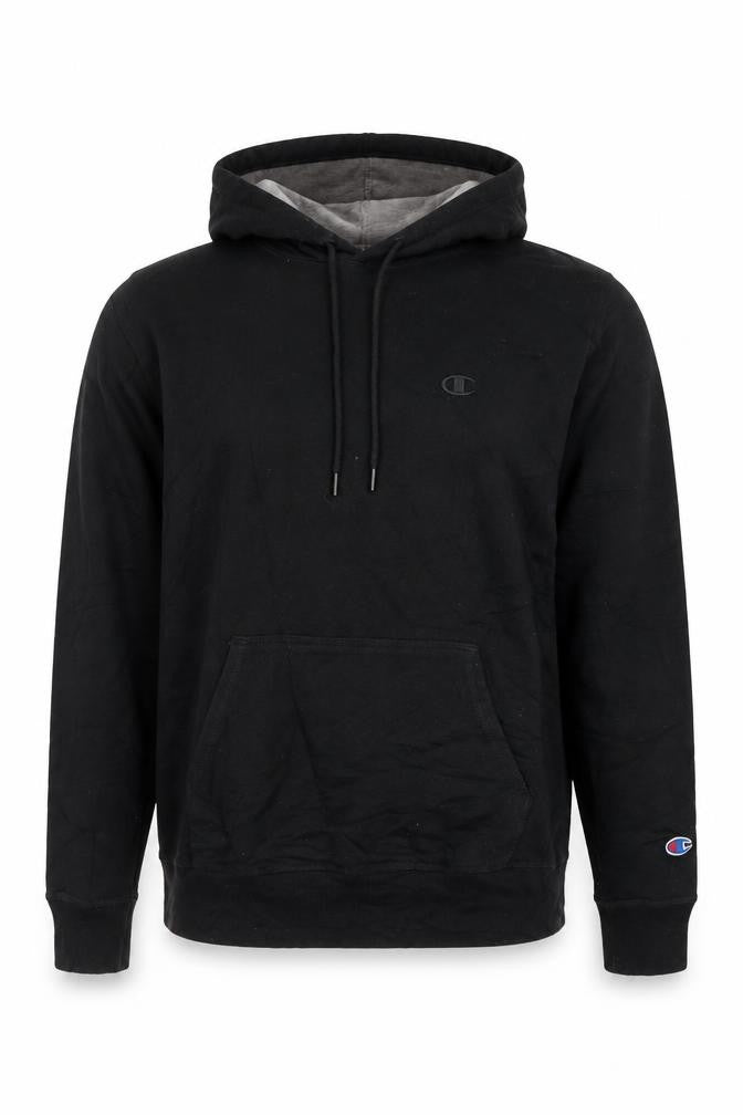 Champion Men's Black Pullover Hoodie Medium Fleece Sweatshirt