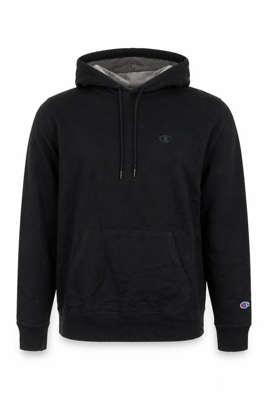 Champion Men's Black Pullover Hoodie Medium Fleece Sweatshirt