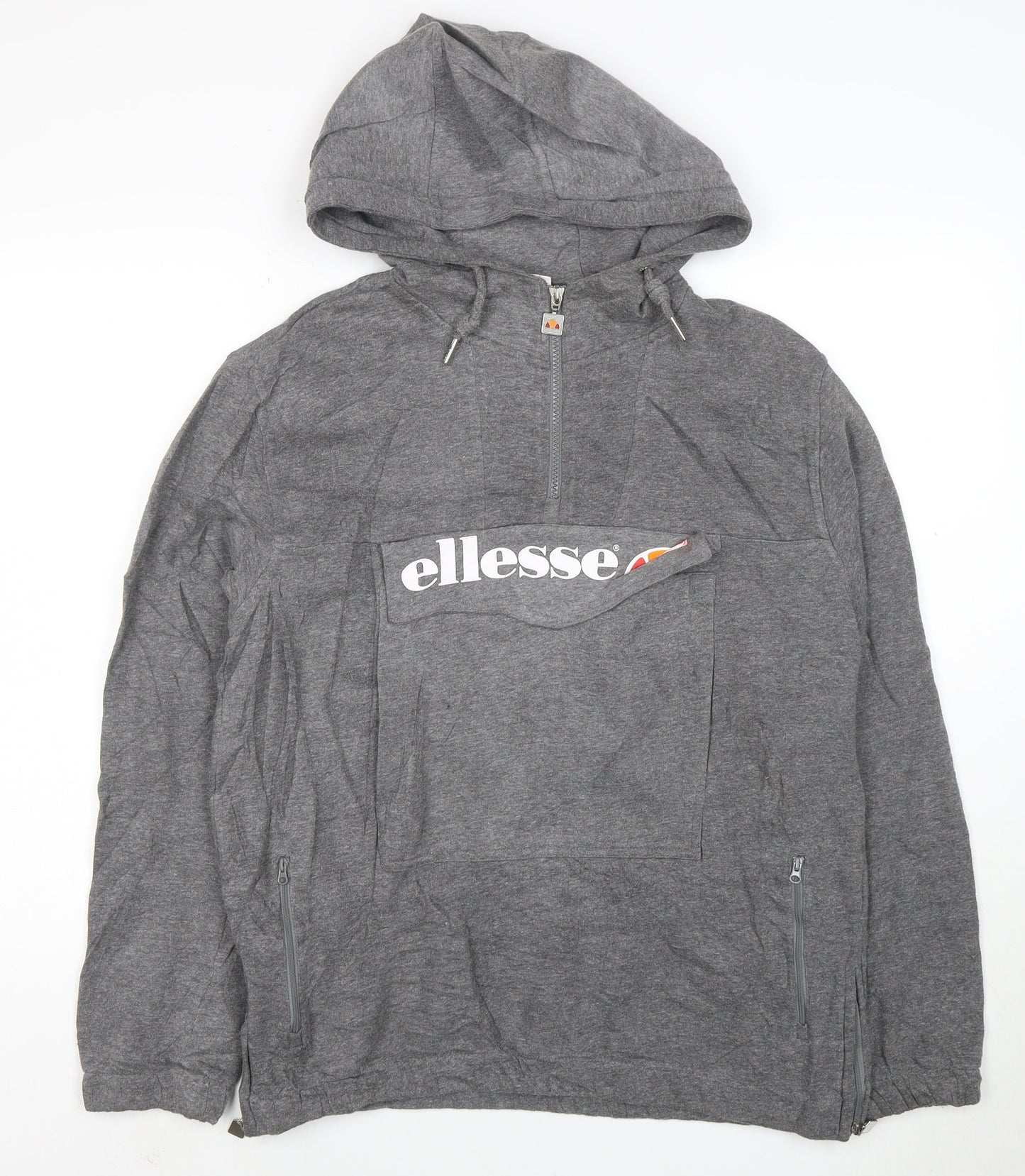 Ellesse Womens Grey 1/2 Zip Hoodie Size 10 Pullover Sweatshirt