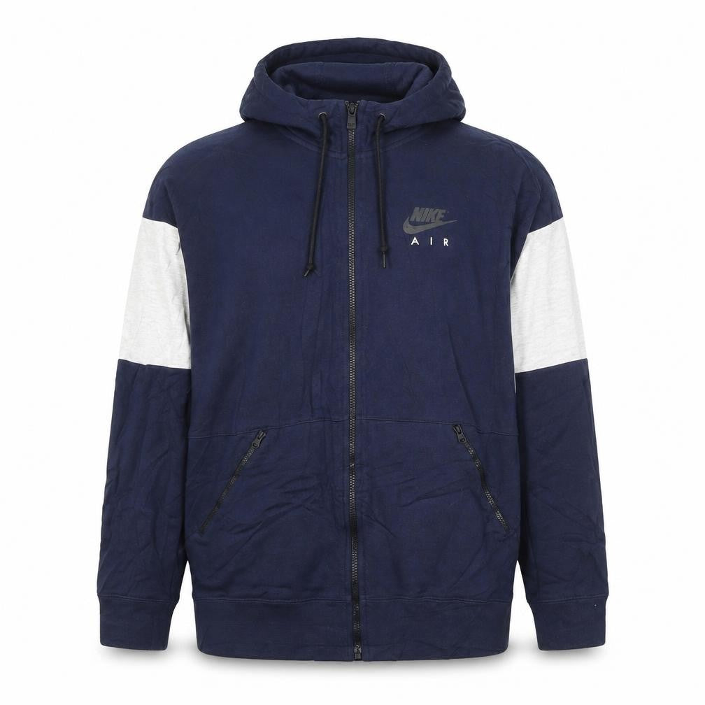 Nike Men Blue Full Zip Hoodie L Sportswear Cotton Blend