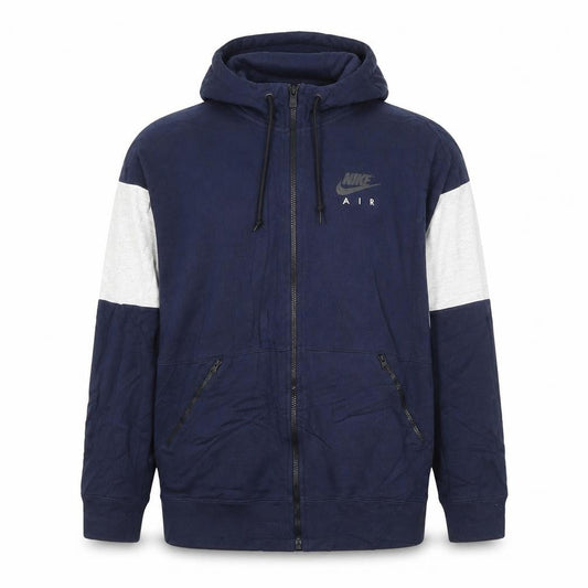 Nike Men Blue Full Zip Hoodie L Sportswear Cotton Blend