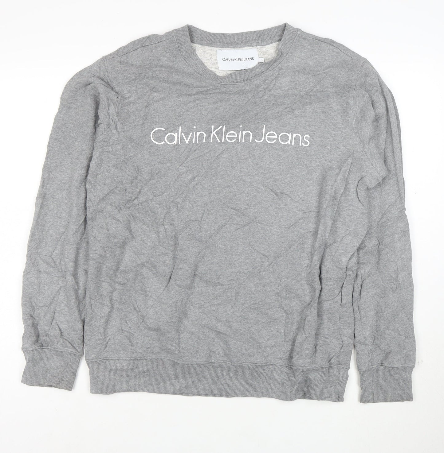 Calvin Klein Jeans Men's Grey Crew Neck Pullover Sweatshirt L