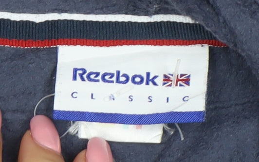 Reebok Men Blue Full Zip Hoodie M Classic Logo Sportswear