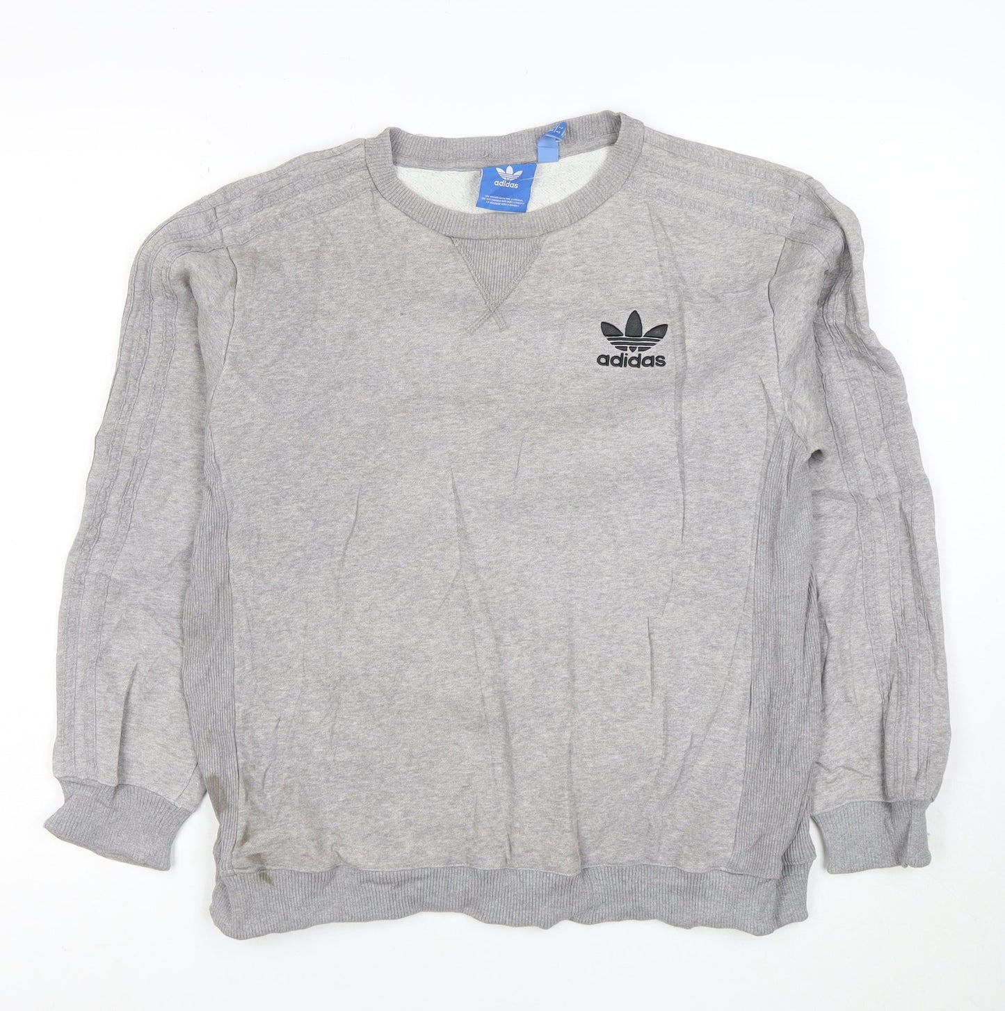 Adidas Mens Grey Crew Neck Logo Sweatshirt Size M Regular Fit