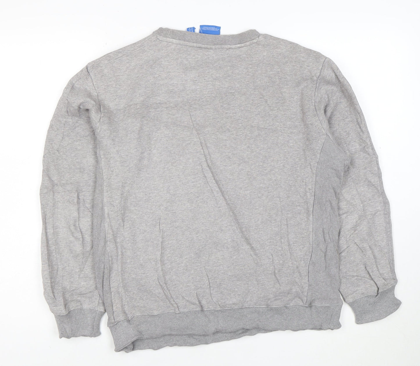 Adidas Mens Grey Crew Neck Logo Sweatshirt Size M Regular Fit