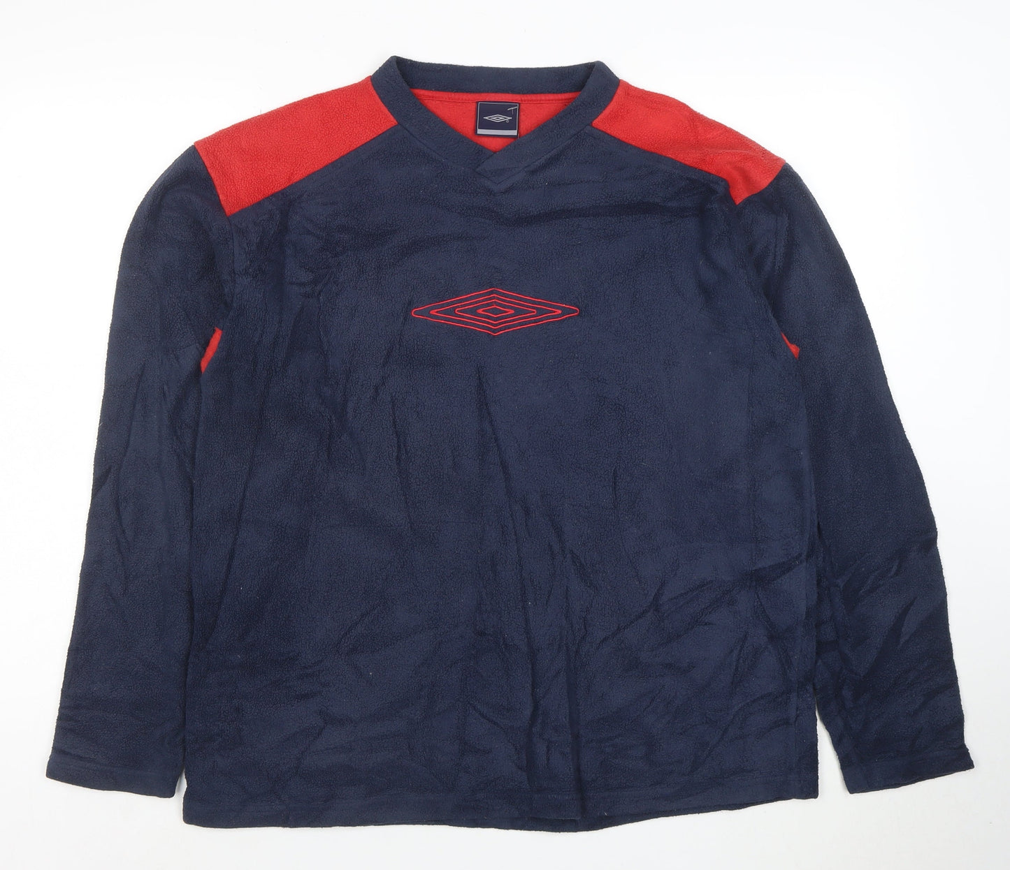 Umbro Mens Blue Red Fleece Pullover Sweatshirt Size M Long Sleeve