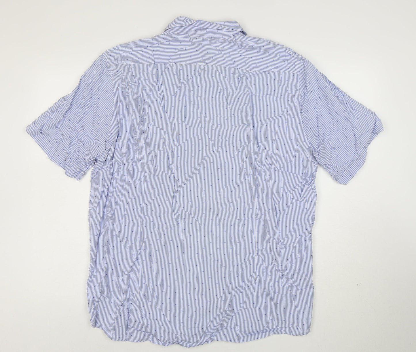 BOSS Hugo Boss Men's Blue Striped Regular Fit Cotton Short Sleeve Shirt XL
