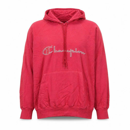 Champion Women Large Pink Pullover Hoodie Cotton Blend Logo Sweatshirt