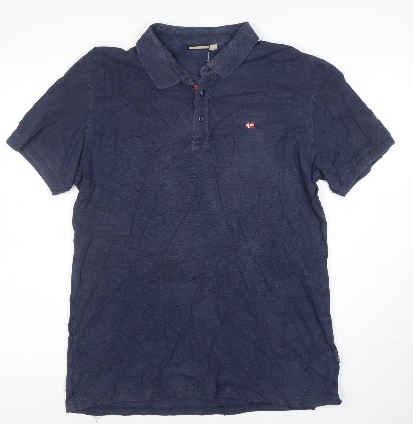 Napapijri Men's Navy Blue XL Cotton Polo Shirt