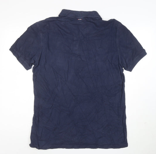 Napapijri Men's Navy Blue XL Cotton Polo Shirt