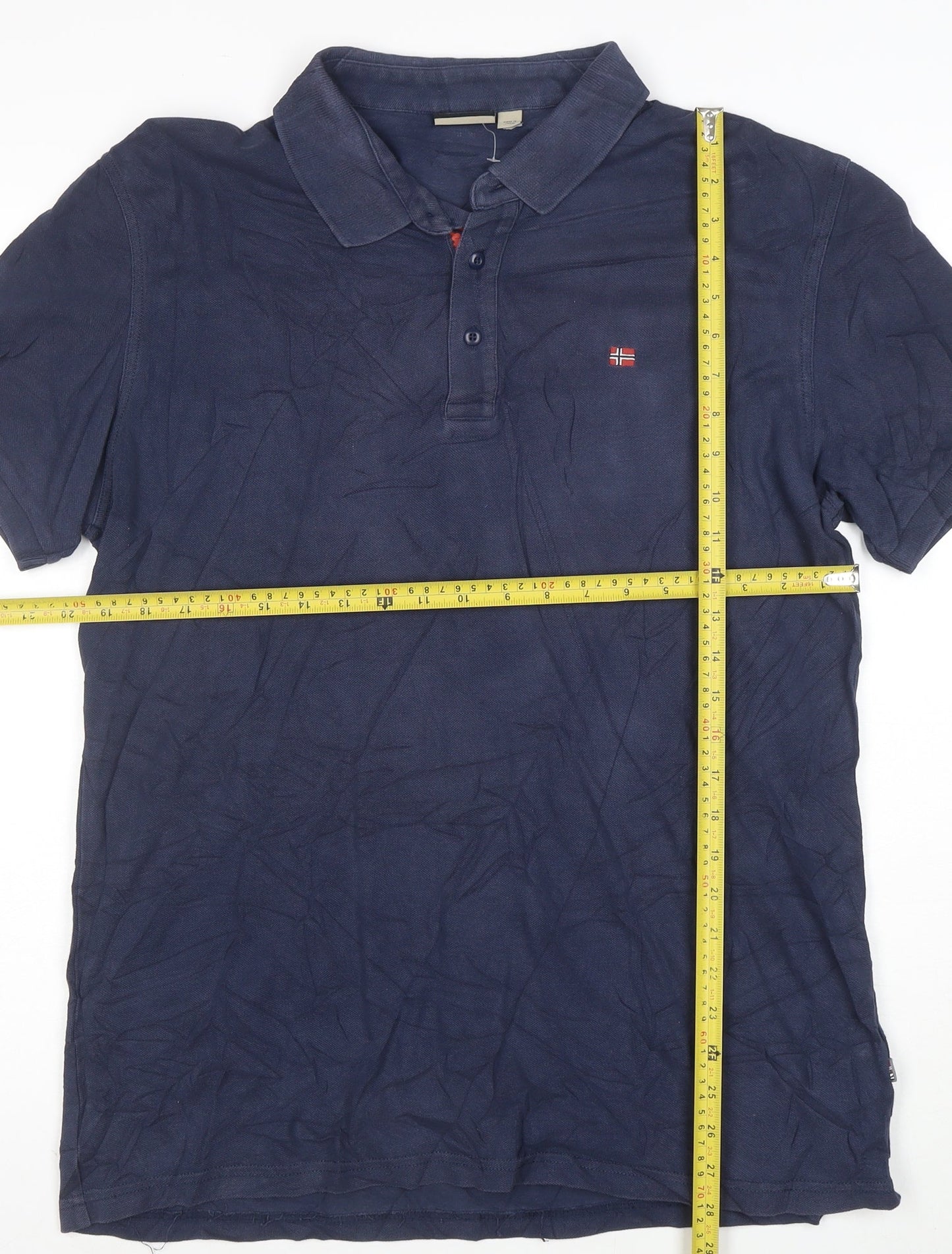 Napapijri Men's Navy Blue XL Cotton Polo Shirt