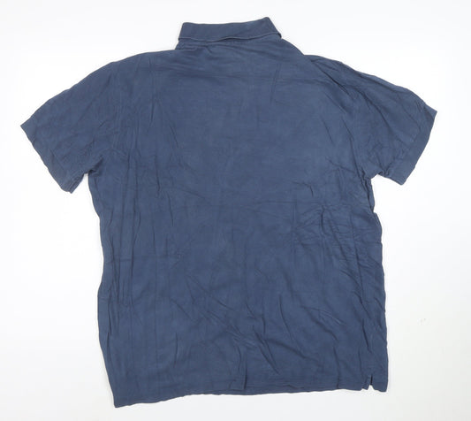 Hugo Boss Mens Blue Pima Cotton Short Sleeve Polo Shirt Size L