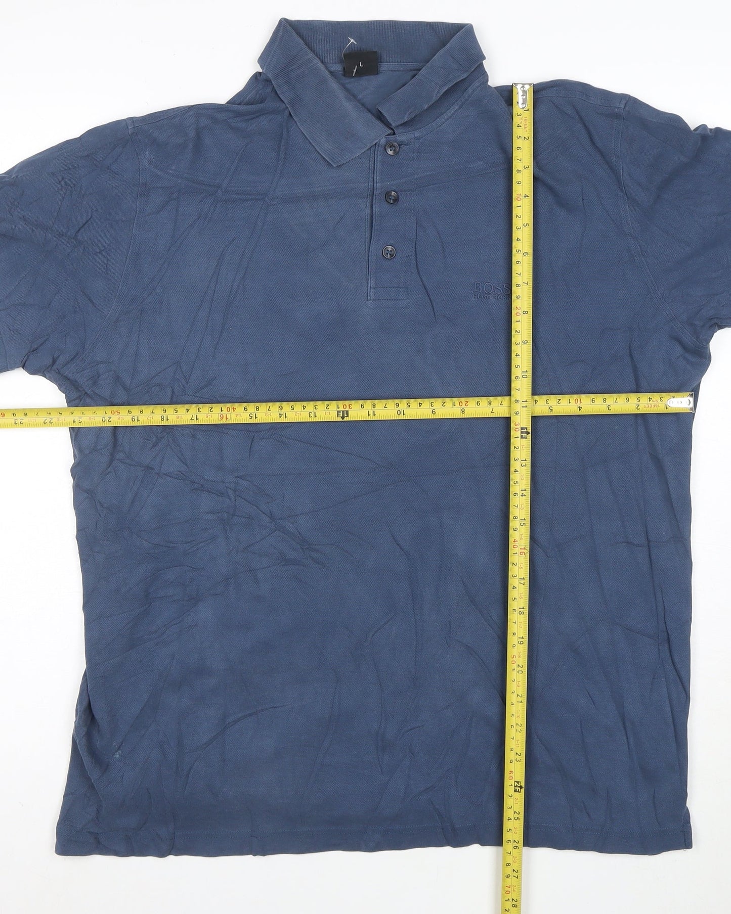 Hugo Boss Mens Blue Pima Cotton Short Sleeve Polo Shirt Size L