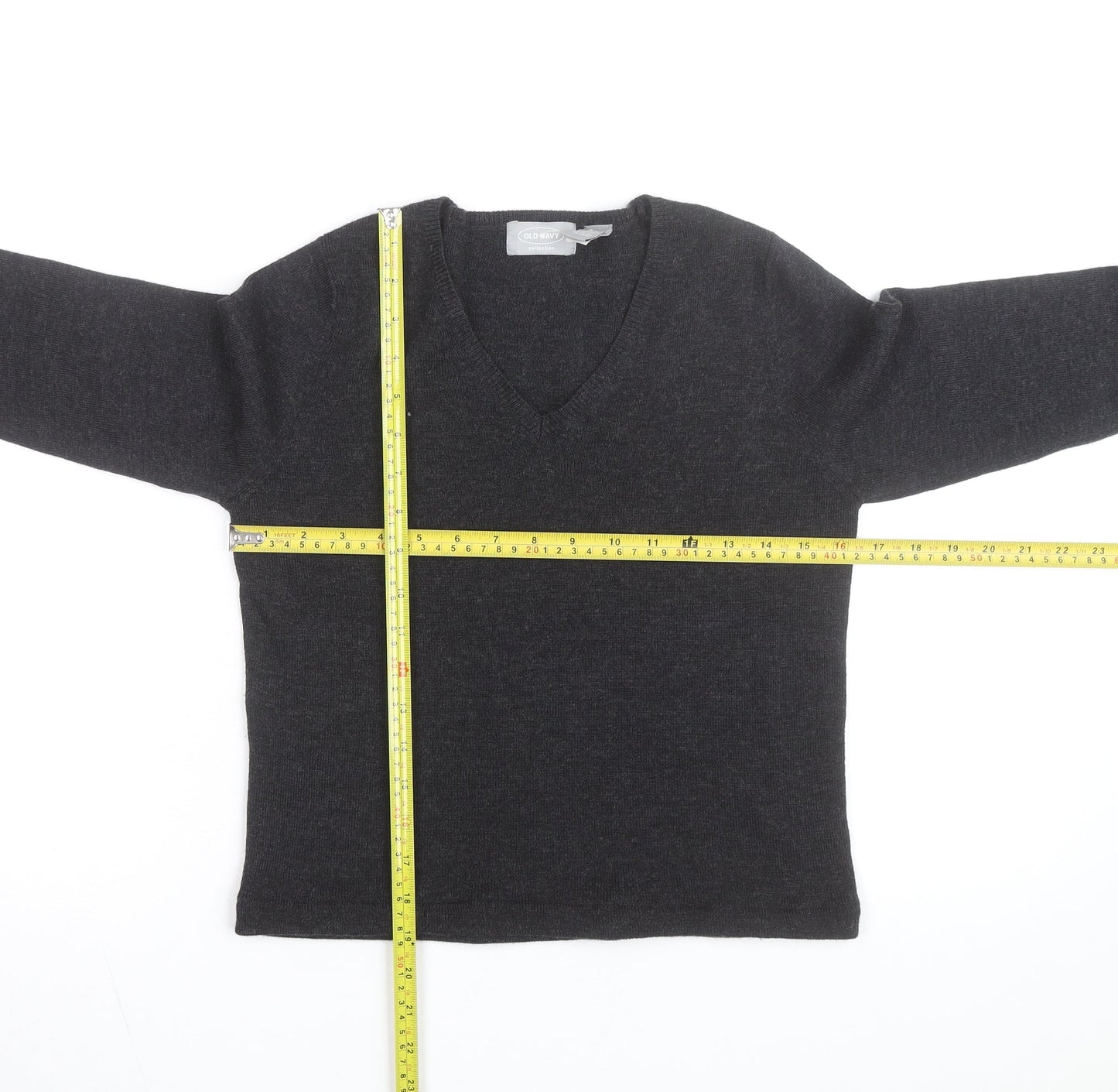 Old Navy Men's Black V-Neck Wool Blend Pullover Jumper M
