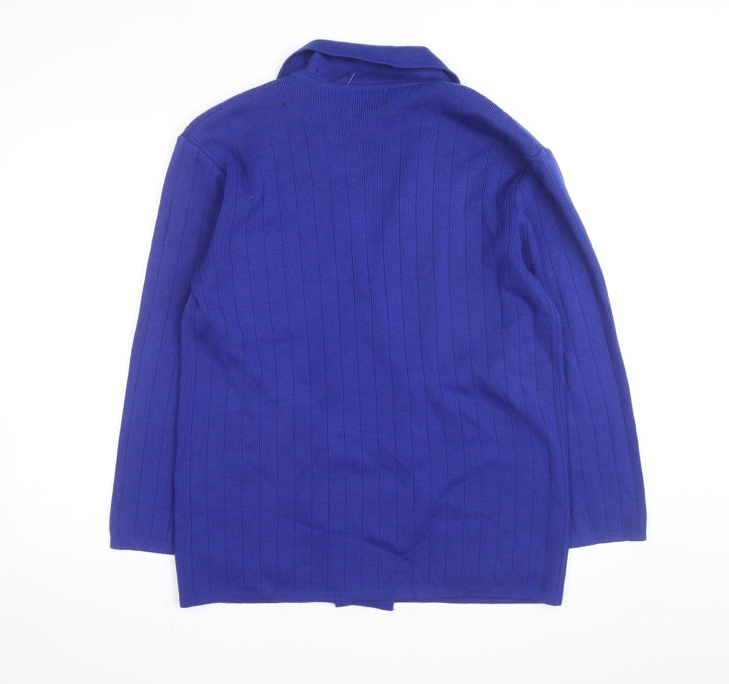 Hervé Benard Women Purple Wool Cardigan Blazer M Petite Double Breasted