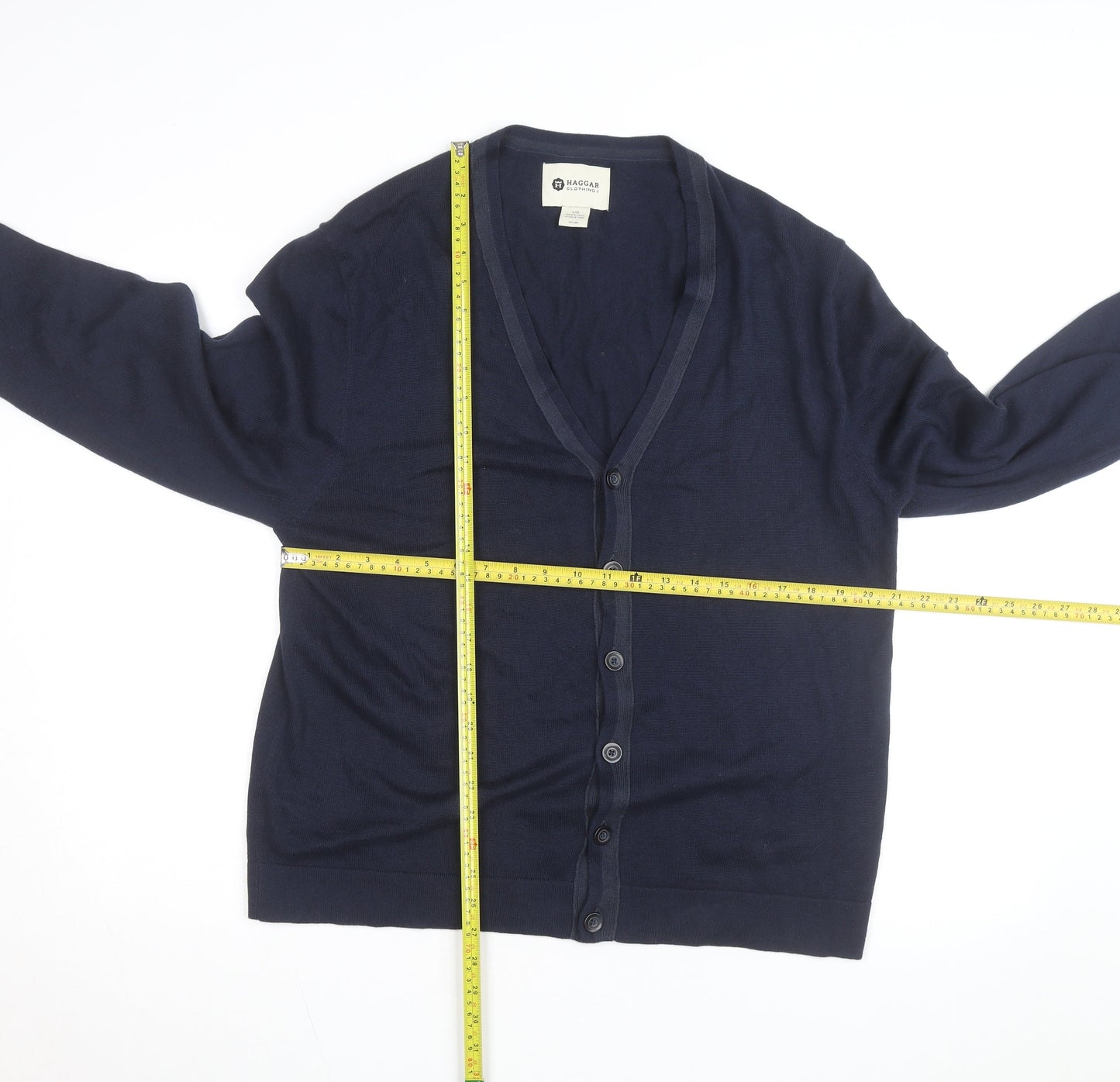 Haggar Men's Blue Cotton Acrylic V-Neck Cardigan L