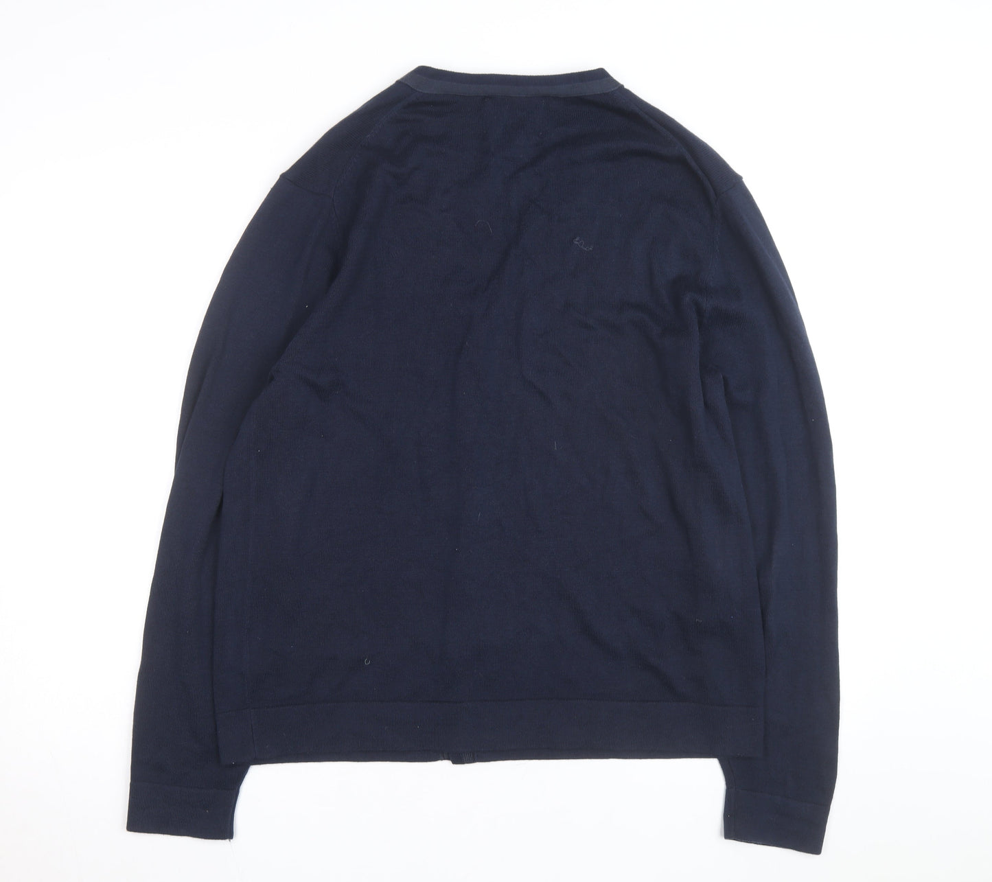 Haggar Men's Blue Cotton Acrylic V-Neck Cardigan L
