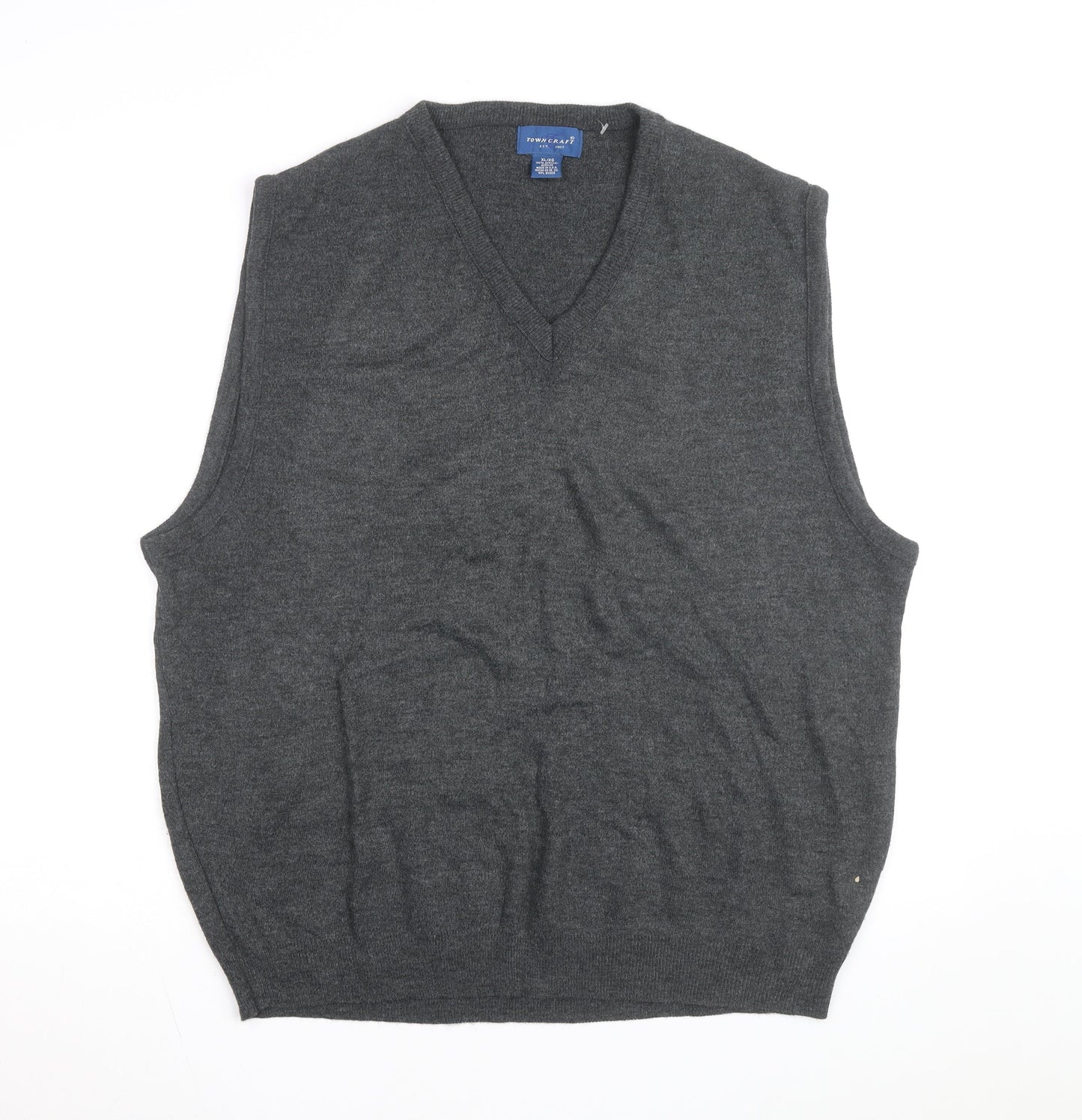 Towncraft Men's Grey Acrylic V-Neck Sleeveless Knit Vest XL