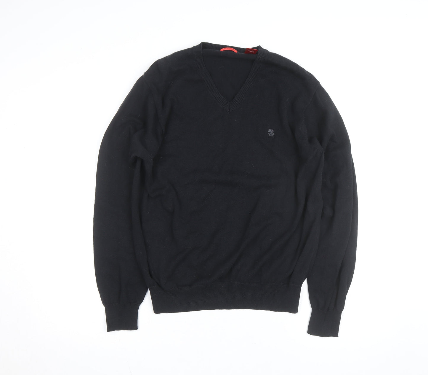 IZOD Men's Black Cotton V-Neck Jumper Medium Classic Knit