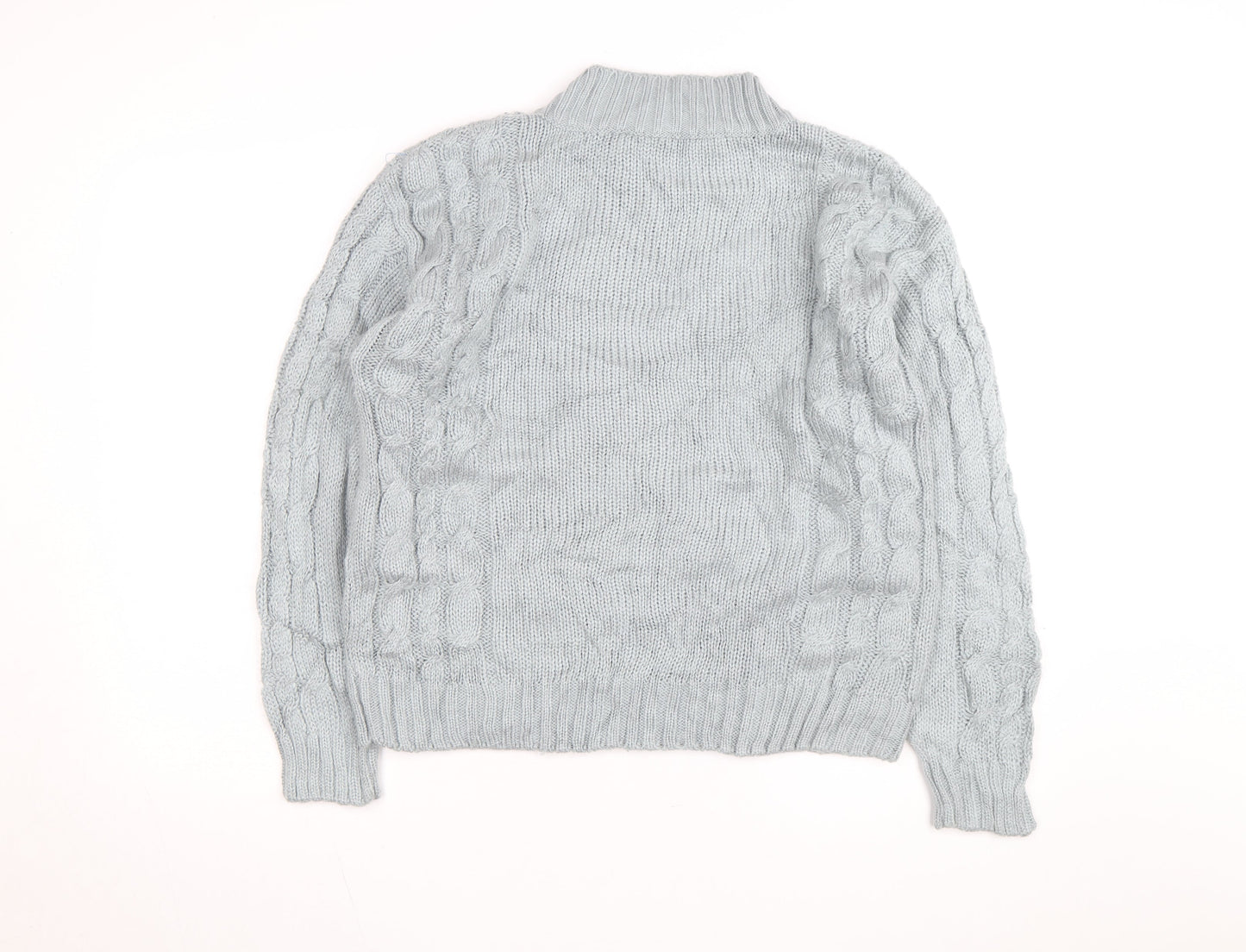 CHINAWEAR Men’s Grey Cable-Knit Acrylic Jumper M High Neck