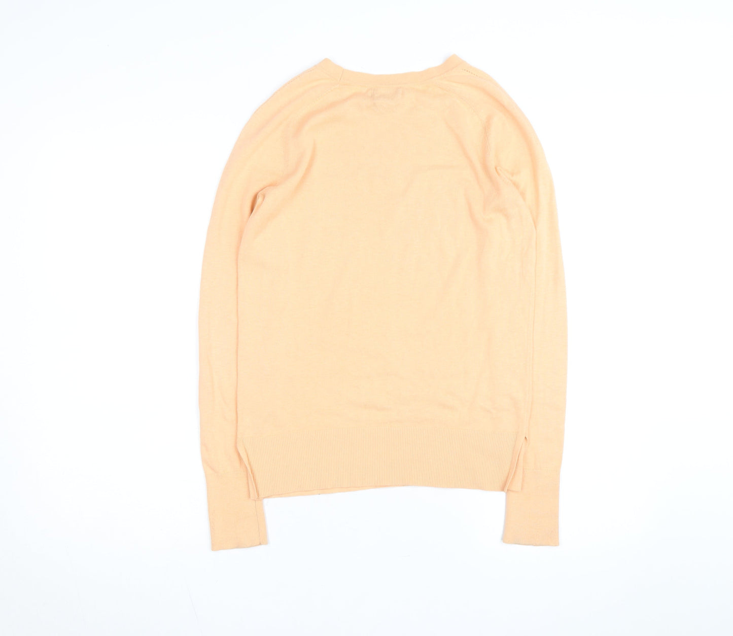 Massimo Dutti Women's Beige Crew Neck Cotton Silk Cashmere Jumper Size S