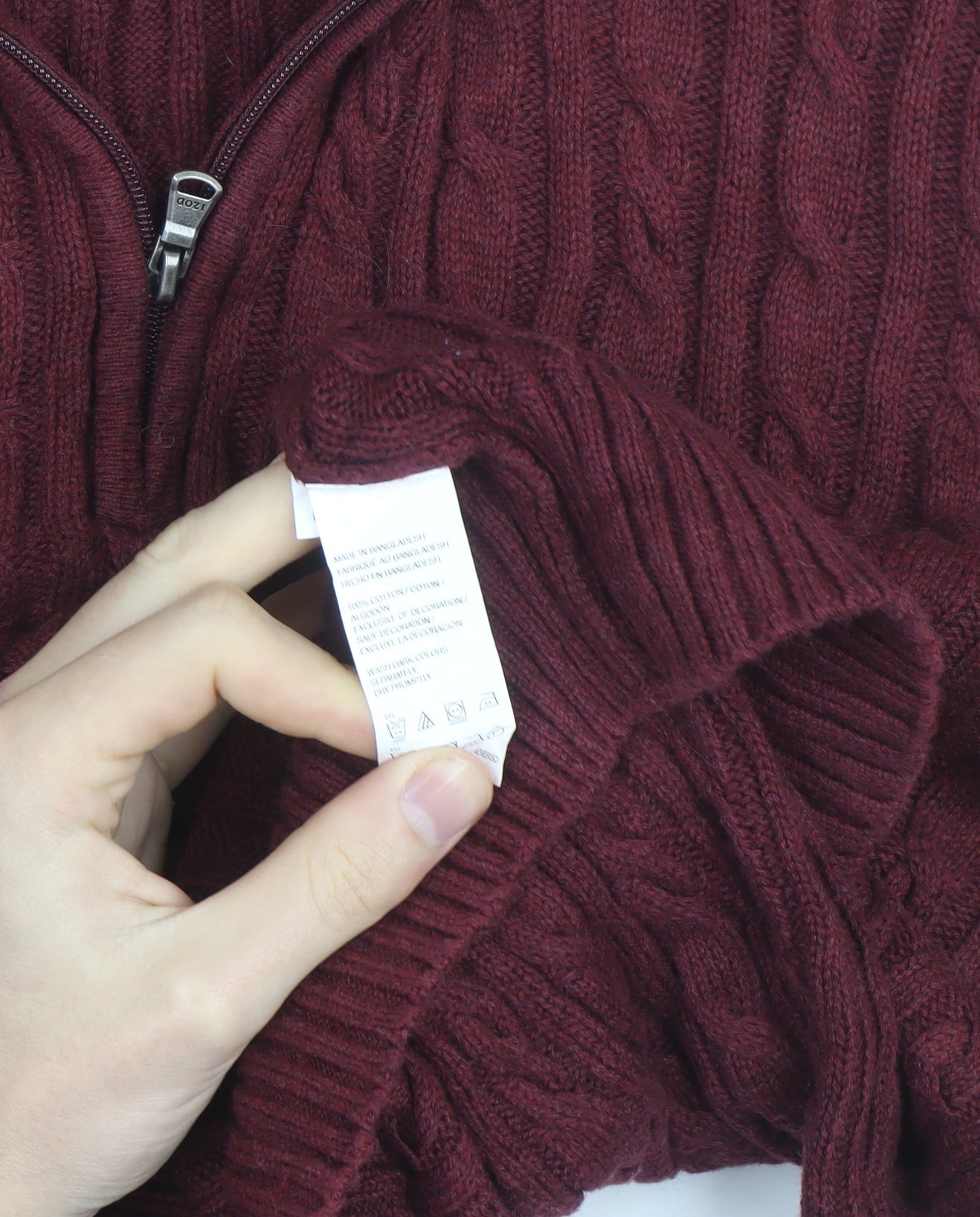 IZOD Men's Red Cable Knit 1/2 Zip Cotton Jumper Size L