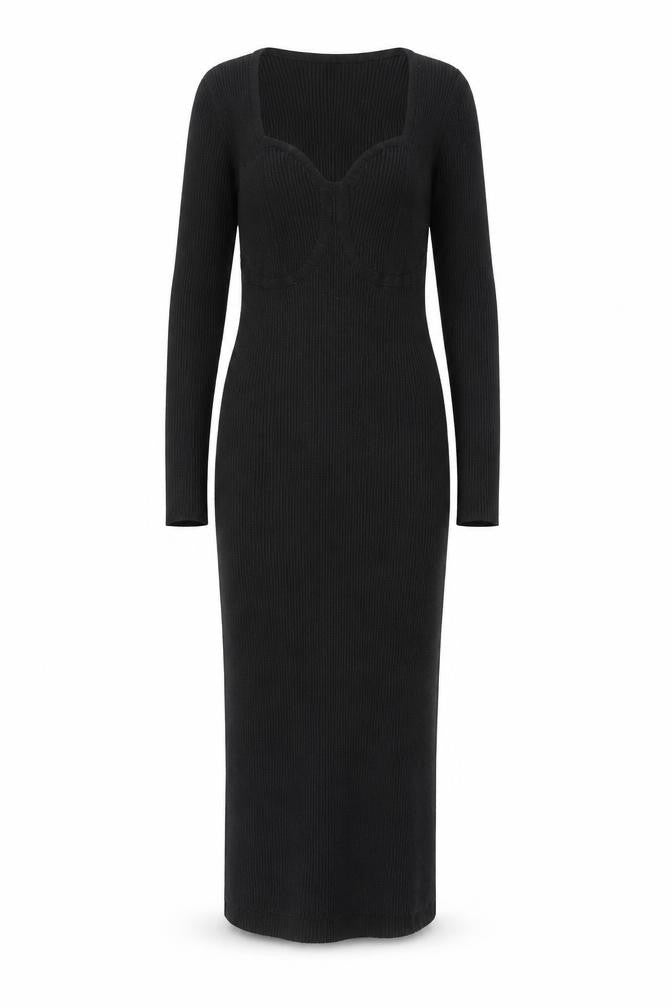 New Look Women’s Black Midi Bodycon Knit Dress Size 12