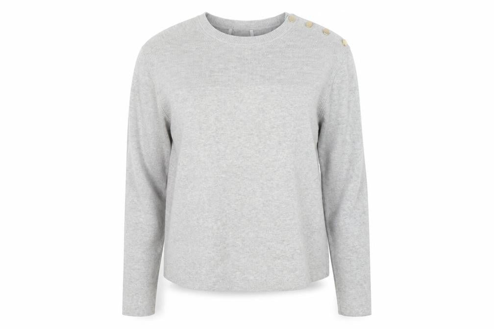 Marks & Spencer Women’s Grey Crew Neck Button Shoulder Jumper Medium
