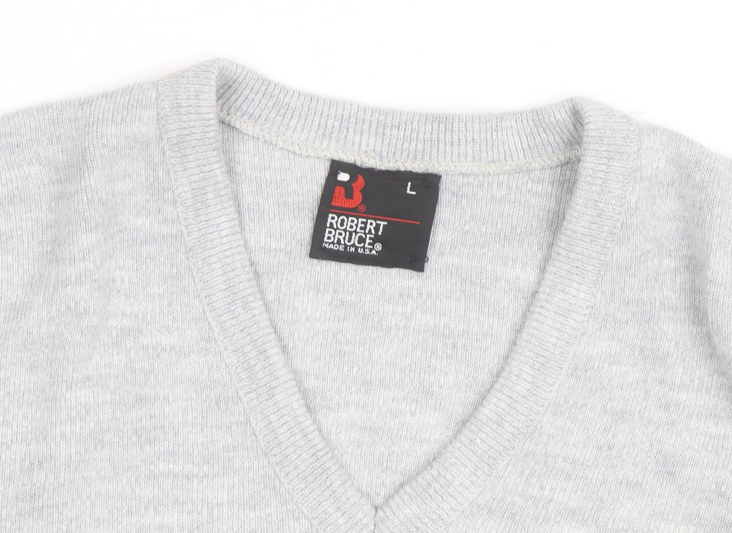 Robert Bruce Men’s Grey Wool V-Neck Long Sleeve Jumper L