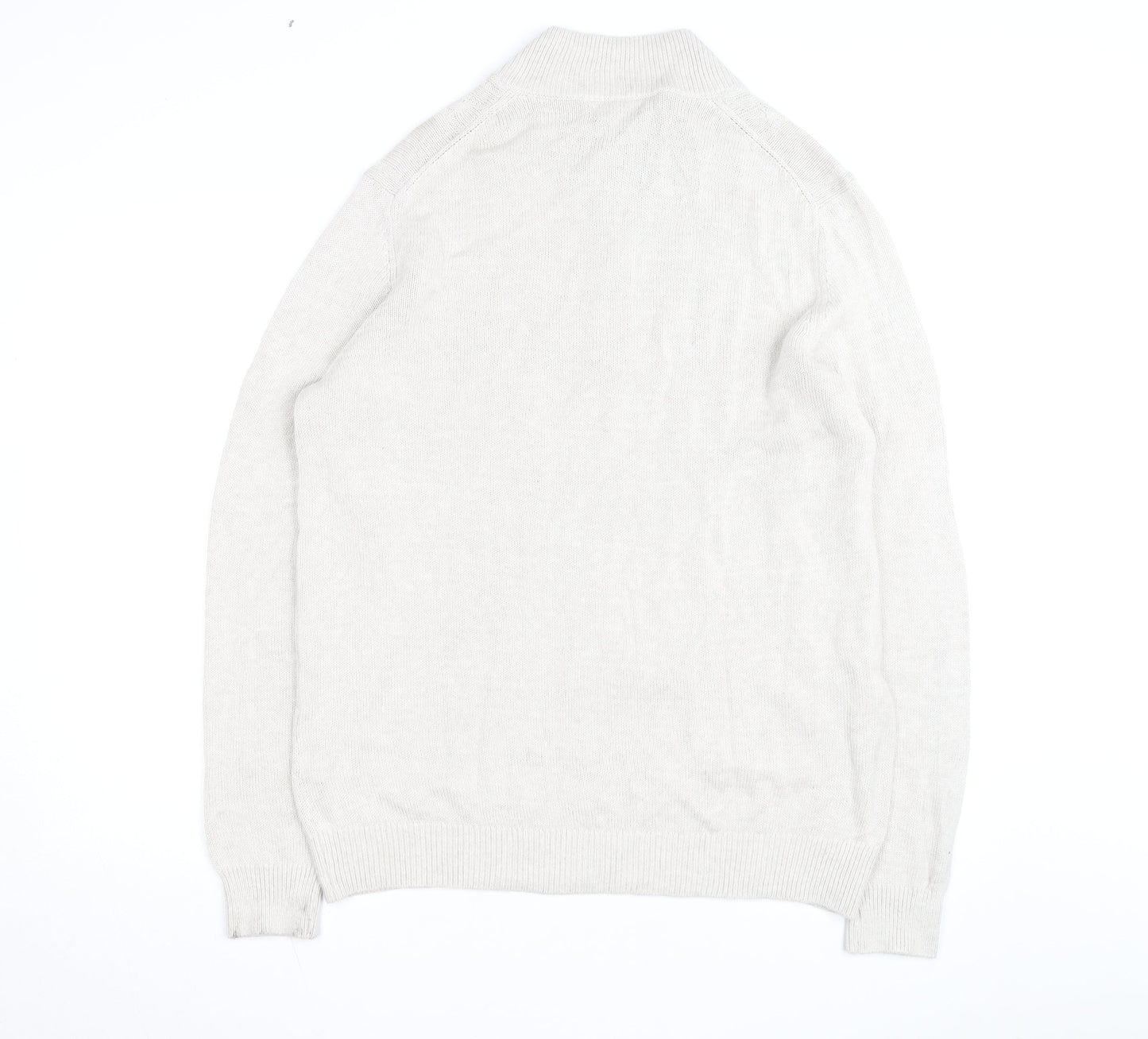 Van Heusen Men Beige Cable-Knit 1/4 Zip Jumper L