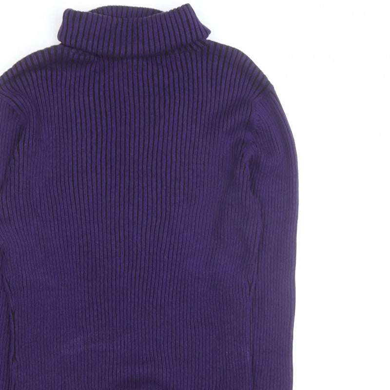 Additional view of PRANNER Men's Purple Roll Neck Ribbed Knit Jumper, size L