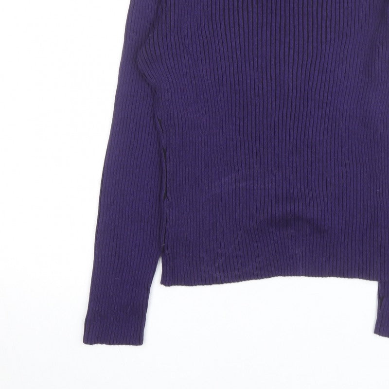 Additional view of PRANNER Men's Purple Roll Neck Ribbed Knit Jumper, size L
