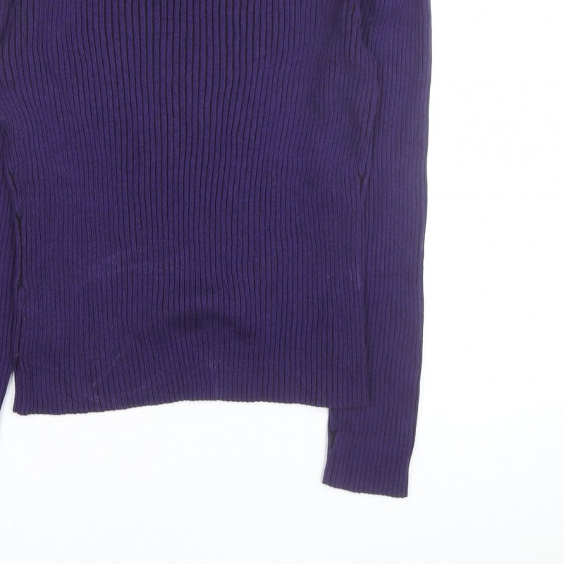 Additional view of PRANNER Men's Purple Roll Neck Ribbed Knit Jumper, size L