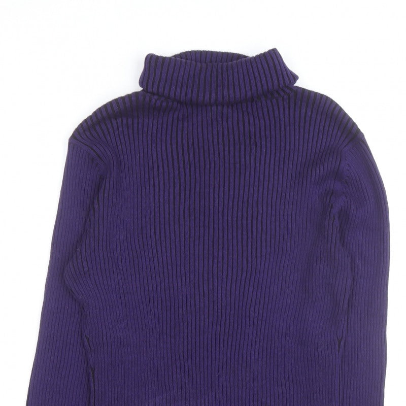 Additional view of PRANNER Men's Purple Roll Neck Ribbed Knit Jumper, size L