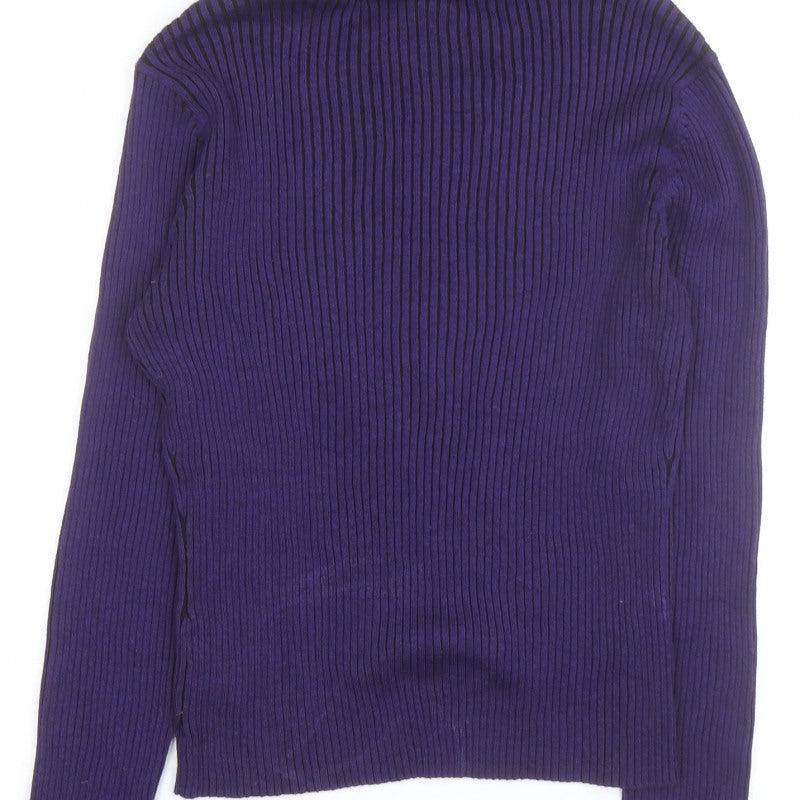 Additional view of PRANNER Men's Purple Roll Neck Ribbed Knit Jumper, size L