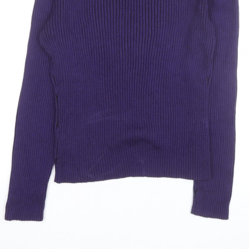 Additional view of PRANNER Men's Purple Roll Neck Ribbed Knit Jumper, size L
