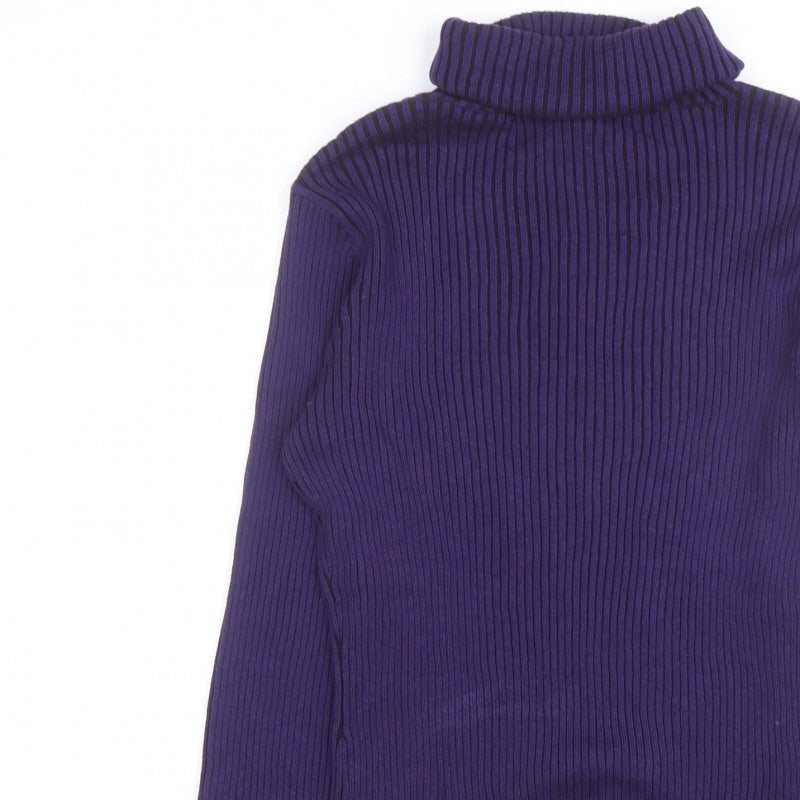 Additional view of PRANNER Men's Purple Roll Neck Ribbed Knit Jumper, size L
