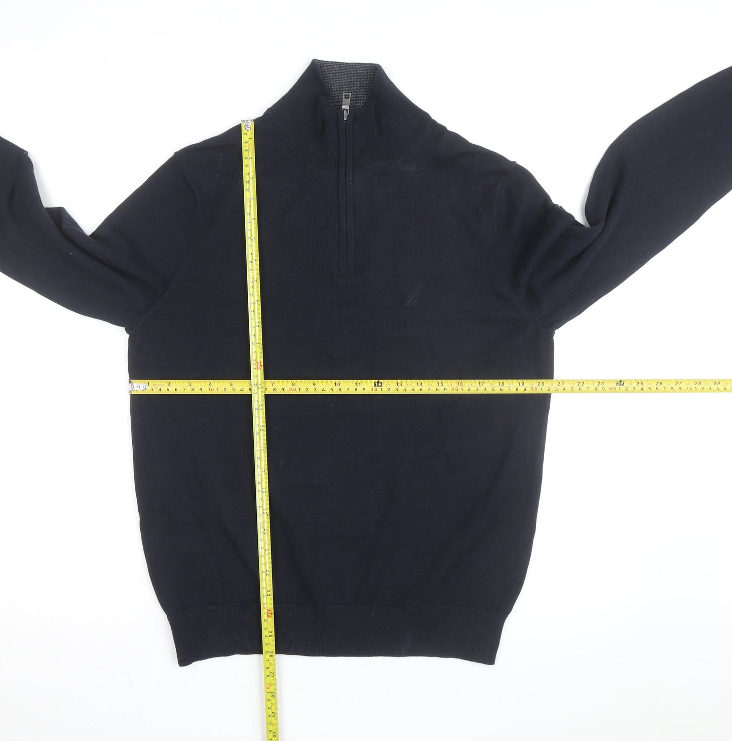 Nautica Men’s Blue Cotton 1/2 Zip Knit Sweatshirt Medium