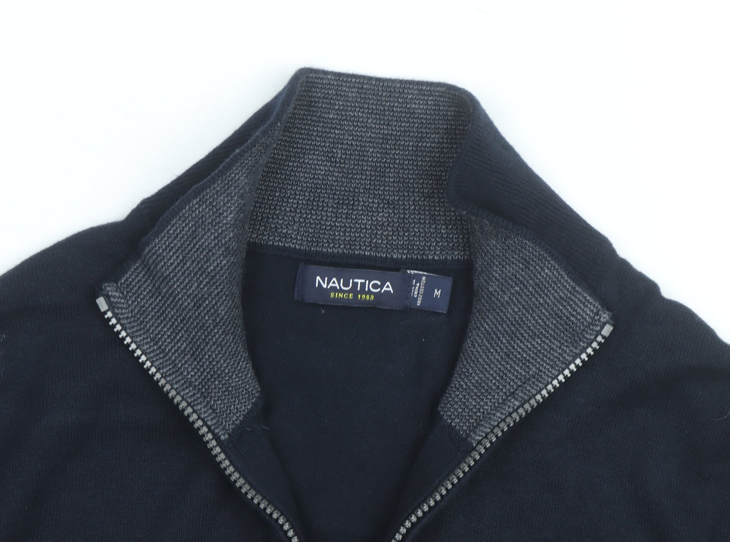 Nautica Men’s Blue Cotton 1/2 Zip Knit Sweatshirt Medium