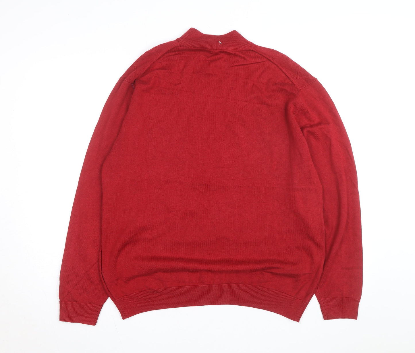 Roundtree & Yorke Men's Red Mock Neck Cotton Blend Jumper L