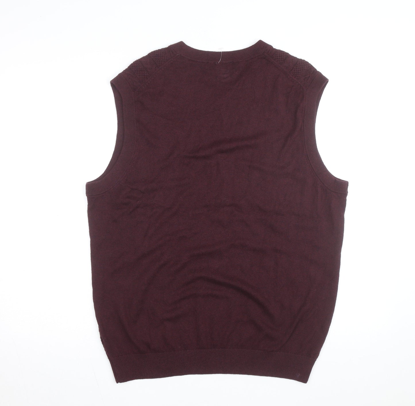 Roundtree & Yorke Men's Brown Cable-Knit Sleeveless Vest L Wool Blend